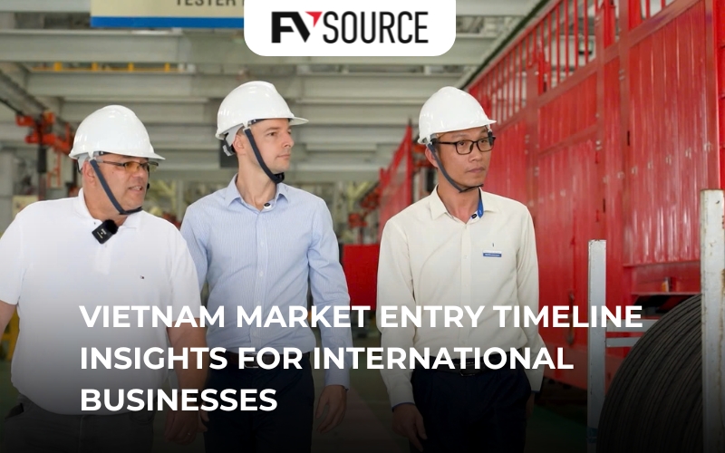 Foreign executives and local experts inspecting a facility to understand the realistic Vietnam market entry timeline.