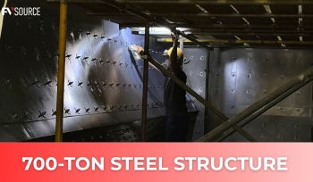 Workers manufacturing steel structures in Vietnam