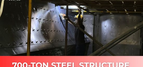 Workers manufacturing steel structures in Vietnam